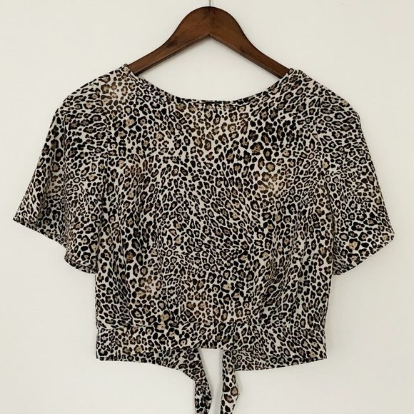 Como Black Crop Top Animal Print Top - Picture 2 of 13